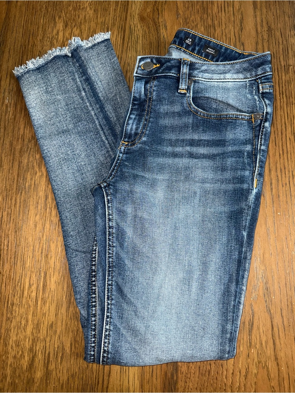 Miss Me Mid Wash Skinny Jeans with Frayed Hem
